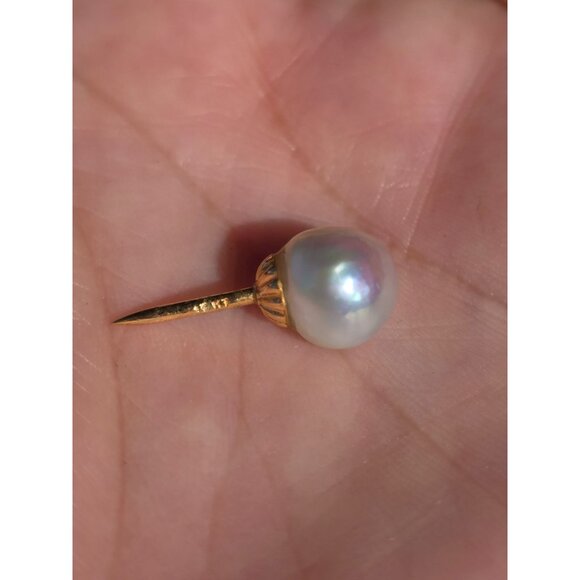 18K Gold & Pearl Tie Tack Pin Comes with Closure - Picture 1 of 6